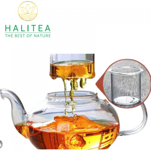 Bộ Ấm Trà Lõi Lọc Thuỷ Tinh Chén 2 Lớp Đế Nến Tròn 600ml