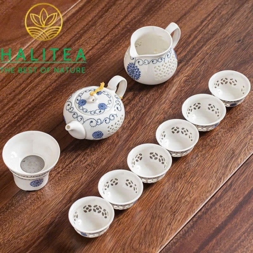 Bộ Ấm Trà Sứ Lỗ Trong Suốt Độc Đáo 240ml