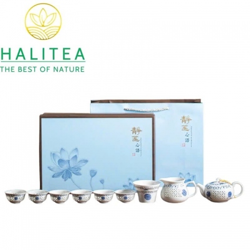 Bộ Ấm Trà Sứ Lỗ Trong Suốt Độc Đáo 240ml