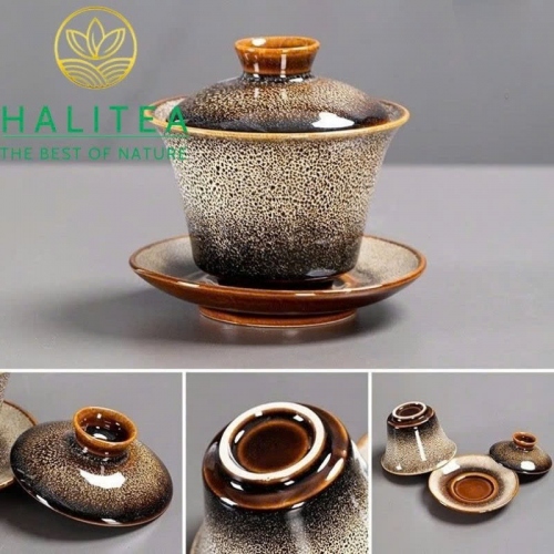 Bộ Ấm Trà Sứ Thiên Mục Thố Hào Pha Kungfu 16 Món