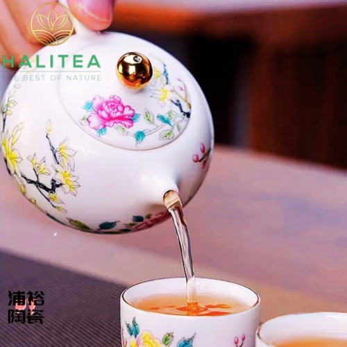 Bộ Ấm Trà Tây Thi Sứ Đức Hoá Hoa Mẫu Đơn Vàng 200ml
