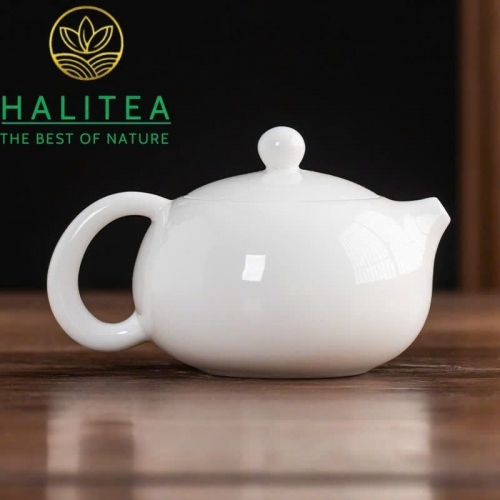 Bộ Ấm Trà Tây Thi Sứ Trắng Dương Chi Ngọc - Hộp Quà Tặng 250ml