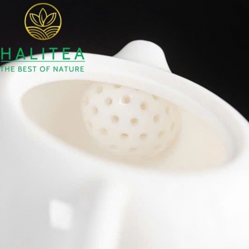 Bộ Ấm Trà Tây Thi Sứ Trắng Dương Chi Ngọc - Hộp Quà Tặng 250ml