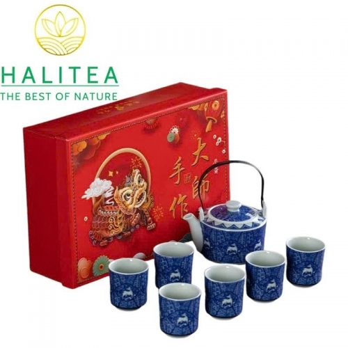 Bộ Ấm Trà Thanh Hoa Đề Lương 1 Ấm 6 Chén – Sứ Đức Hoá | Quà Biếu Sang Trọng