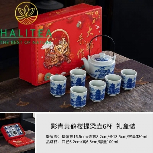 Bộ Ấm Trà Thanh Hoa Đề Lương 1 Ấm 6 Chén – Sứ Đức Hoá | Quà Biếu Sang Trọng