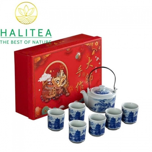 Bộ Ấm Trà Thanh Hoa Đề Lương 1 Ấm 6 Chén – Sứ Đức Hoá | Quà Biếu Sang Trọng