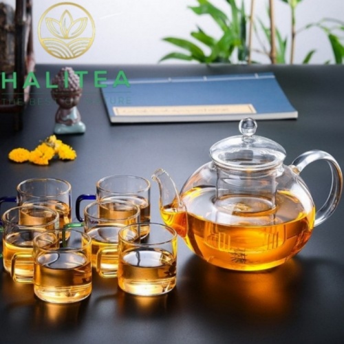 Bộ Ấm Trà Thuỷ Tinh Cao Cấp Đế Nến 800ml