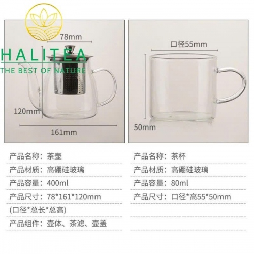 Bộ Ấm Trà Trà Thủy Tinh Lọc Trà Inox 400ml – Bộ Trà Quà Tặng