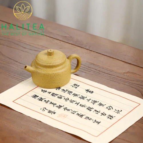 Bộ Ấm Tử Sa Đức Chung Chi Ma Đoạn Nê 230ml + 04 Chén Hộp Thổ Cẩm