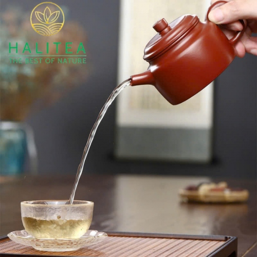 Bộ Ấm Tử Sa Đức Chung Đại Hồng Bào 230ml + 04 Chén Hộp Thổ Cẩm