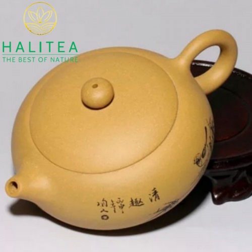 Bộ Ấm Tử Sa Tây Thi Dẹt Đoạn Nê Lọc Tổ Ong 04 Chén 200ml