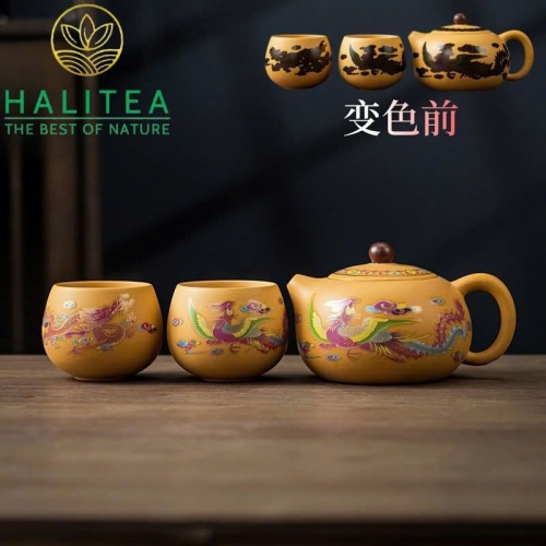 Bộ ấm Tử Sa Tây Thi Long Phụng Đổi Màu Đoạn Nê 200ml
