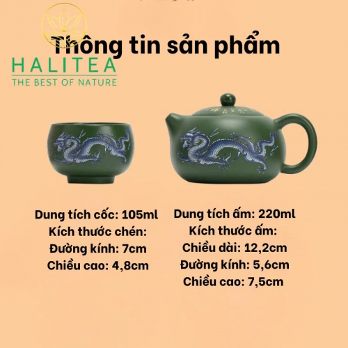 Bộ ấm Tử Sa Tây Thi Long Phụng Phát Sáng Lục Nê Hộp quà Tặng 220ml