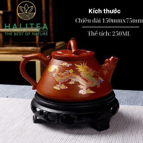 Bộ Ấm Tử Sa Thạch Biều Tử Dã Long Phụng Đổi Màu 250ml Hộp Quà Tặng