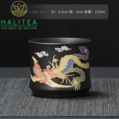 Bộ Ấm Tử Sa Thạch Biều Tử Dã Long Phụng Đổi Màu 250ml Hộp Quà Tặng