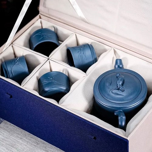 Bộ Ấm Tử Sa Trúc Đoạn Thiên Thanh Nê Hộp Cao Cấp 300ml