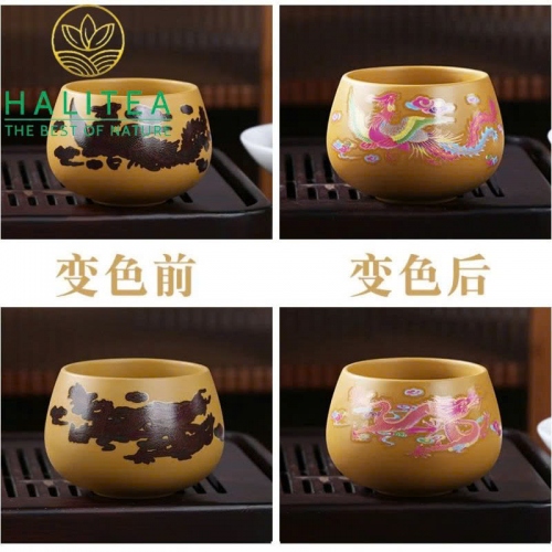 Bộ ấm Tử Sa Tứ Phương Long Phụng Đổi Màu Đoạn Nê 280ml