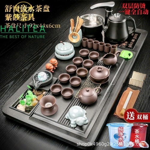 Bộ Bàn Trà Điện Tự Động Gỗ Mặt Đá Thác Nước Phong Thuỷ KT: 92X44X06cm