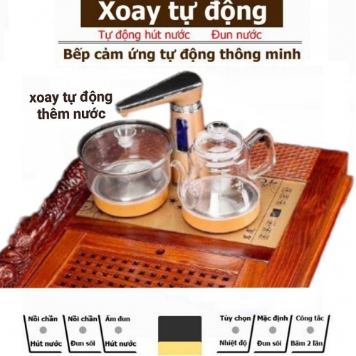 Bộ Bàn Trà Điện Tự Động Lưỡng Long Tranh Châu Cao Cấp
