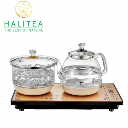 Bộ Bếp Điện Đôi Thuỷ Tinh Pha Trà Tự Động Cấp Nước Đáy Tiện Lợi