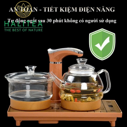 Bộ Bếp Điện Đôi Thủy Tinh Pha Trà Tự Động