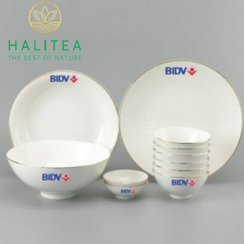 Bộ Chén Bát Sứ Bát Tràng In Logo Quà Tặng Từ 50 Bộ