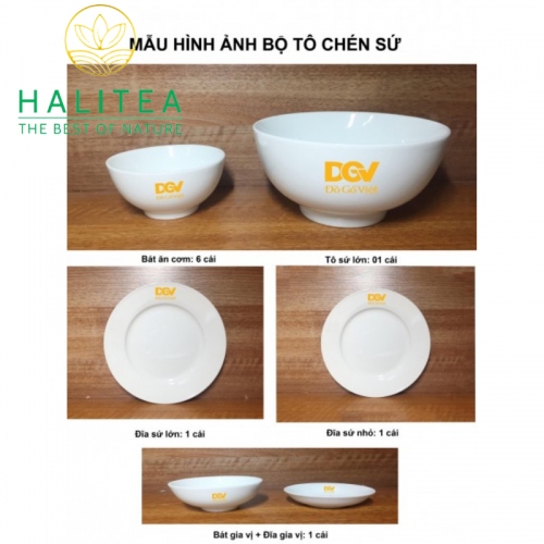 Bộ Chén Bát Sứ Bát Tràng In Logo Quà Tặng Từ 50 Bộ