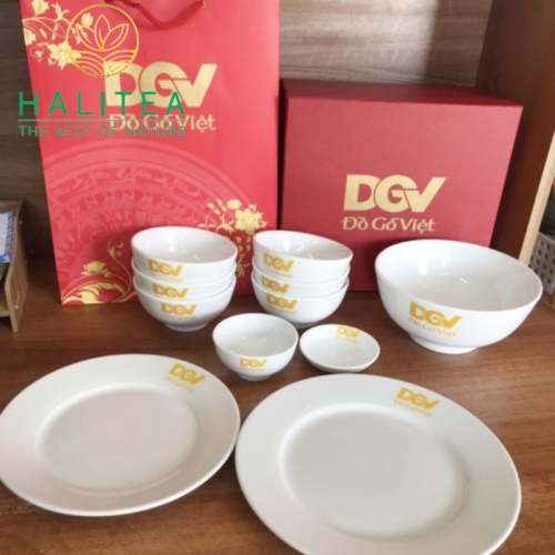 Bộ Chén Bát Sứ Bát Tràng In Logo Quà Tặng Từ 50 Bộ