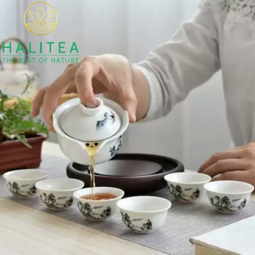 Bộ Chén Khải Bằng Sứ Pha Trà Tiện Lợi 230ml