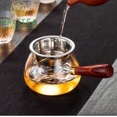 Bộ Chén Tống Thuỷ Tinh Cán Gỗ Lọc Inox 300ml