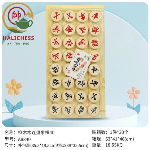 Bộ Cờ Tướng Gỗ Bạch Dương Kèm Bàn Cờ Gấp Gọn - Size 30, 35, 40, 50