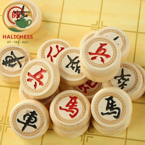 Bộ Cờ Tướng Gỗ Bạch Dương Kèm Bàn Cờ Gấp Gọn - Size 30, 35, 40, 50