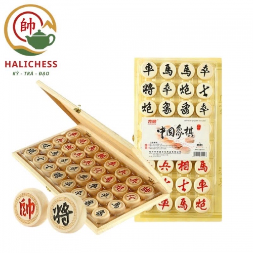 Bộ Cờ Tướng Gỗ Bạch Dương Kèm Bàn Cờ Gấp Gọn - Size 30, 35, 40, 50