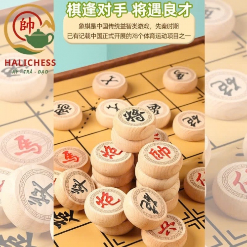 Bộ Cờ Tướng Gỗ Dẻ Gai Kèm Bàn Cờ Gấp Gọn - Size 30, 35, 40