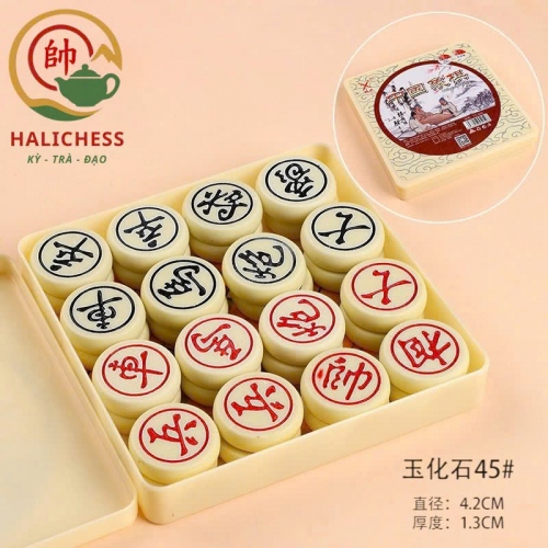 Bộ Cờ Tướng Melamine Giả Ngọc - Hộp Nhựa Cao Cấp Size 40, 45, 50