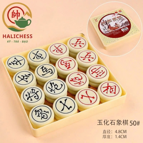 Bộ Cờ Tướng Melamine Giả Ngọc - Hộp Nhựa Cao Cấp Size 40, 45, 50