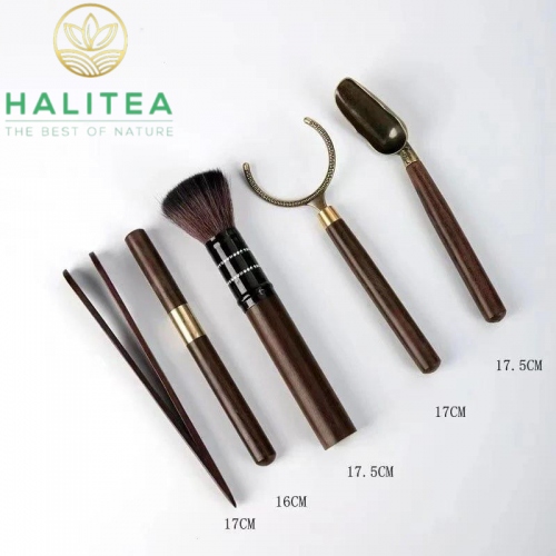Bộ Dụng Cụ Trà Đạo 5 Món Gỗ Mun Phiên Bản Phật Thủ 18cm