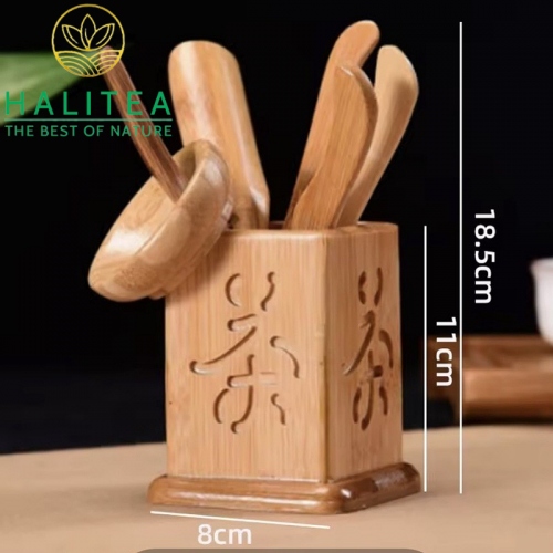 Bộ Dụng Cụ Pha Trà Bằng Tre Thân Vuông 20cm  DCT10