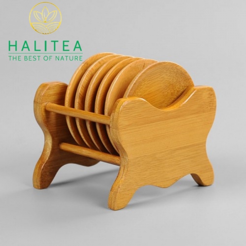 Bộ Lót Chén Trà Tre Hình Tròn 6 Cái