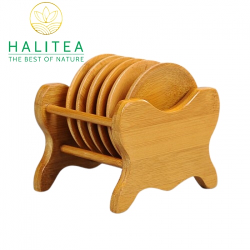 Bộ Lót Chén Trà Tre Hình Tròn 6 Cái
