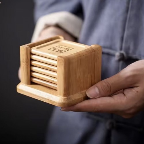 Bộ Lót Chén Trà Tre Vuông 6 Cái