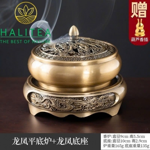 Bộ Lư Xông Trầm + Đế Hợp Kim Hoa Sen, Long Phụng, Chiêu Tài