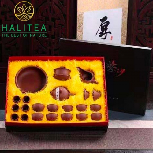 Bộ Pha Trà Kungfu Ấm Tây Thi Đất Nung Đỏ Đen 21 Món