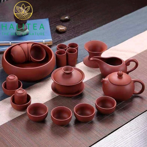 Bộ Pha Trà Kungfu Ấm Tây Thi Đất Nung Đỏ Đen 21 Món