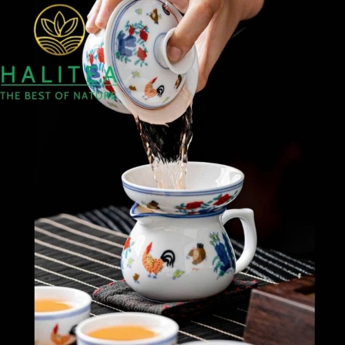 Bộ Pha Trà Sứ Thời Thành Hóa Đại Minh Đấu Thái Gà 13 Món
