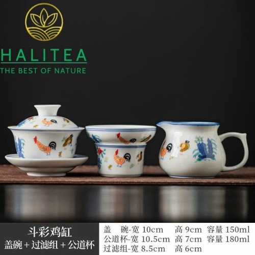 Bộ Pha Trà Sứ Thời Thành Hóa Đại Minh Đấu Thái Gà 13 Món