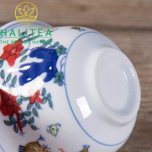 Bộ Pha Trà Sứ Thời Thành Hóa Đại Minh Đấu Thái Gà - Hộp Quà Tặng