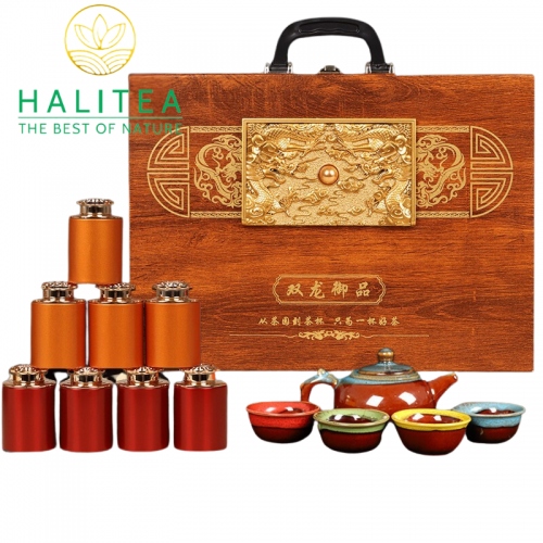 Bộ Tam Đại Danh Trà, Kim Tuấn Mi, Đại Hồng Bào, Thiết Quan Âm + Ấm Trà