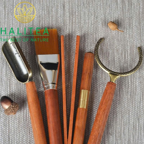 Bộ Trà Đạo Lục Quân Tử Gỗ Hoa Lê 6 Món – Dụng Cụ Pha Trà Công Phu