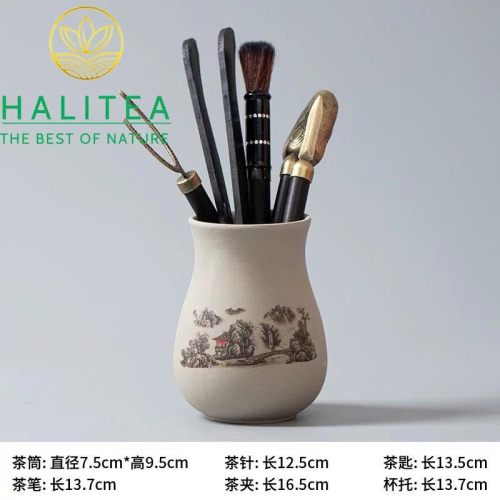 Bộ Trà Đạo Lục Quân Tử Gốm Mộc Sơn Thủy – 6 Món